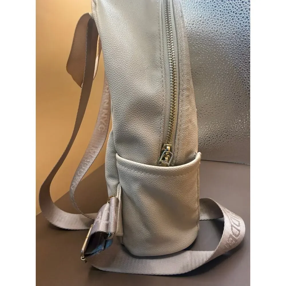 Mondani New York Cream Faux Leather Backpack Purse Multiple Pockets